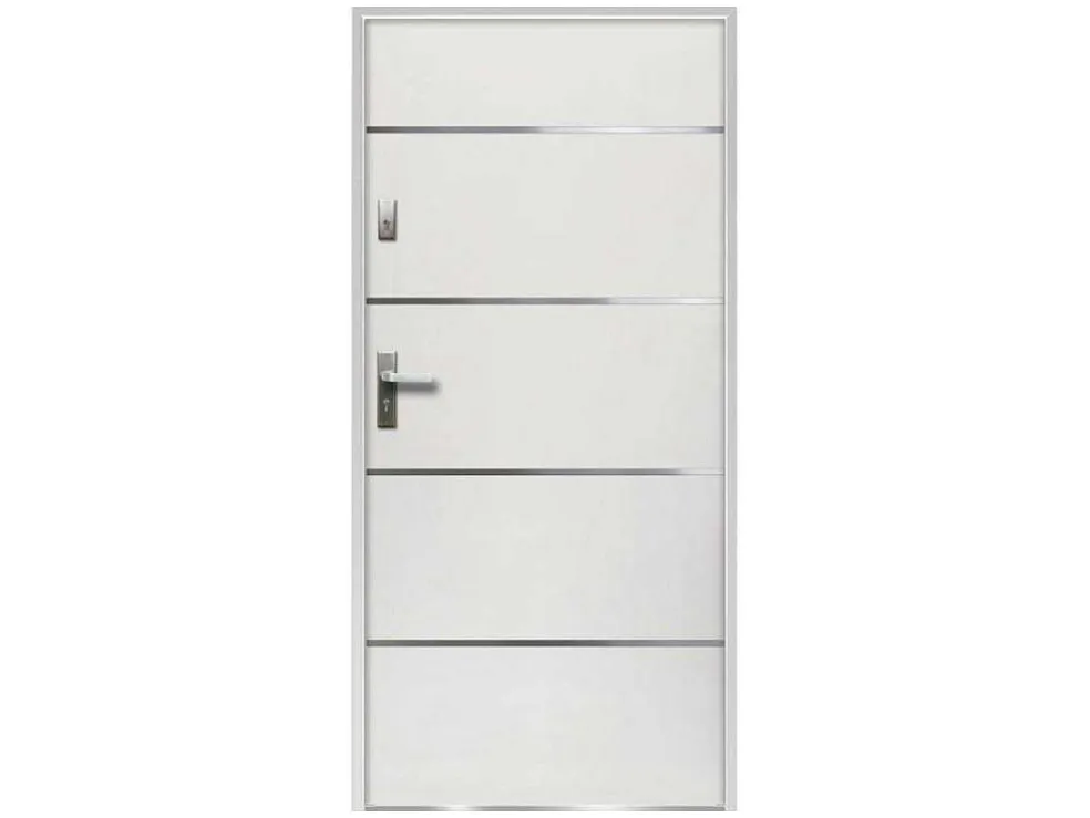 Toegangsdeur Van Massief Staal En Roestvrij Staal H207 X B100 Cm Wit - Rechts Duwend - Naxara