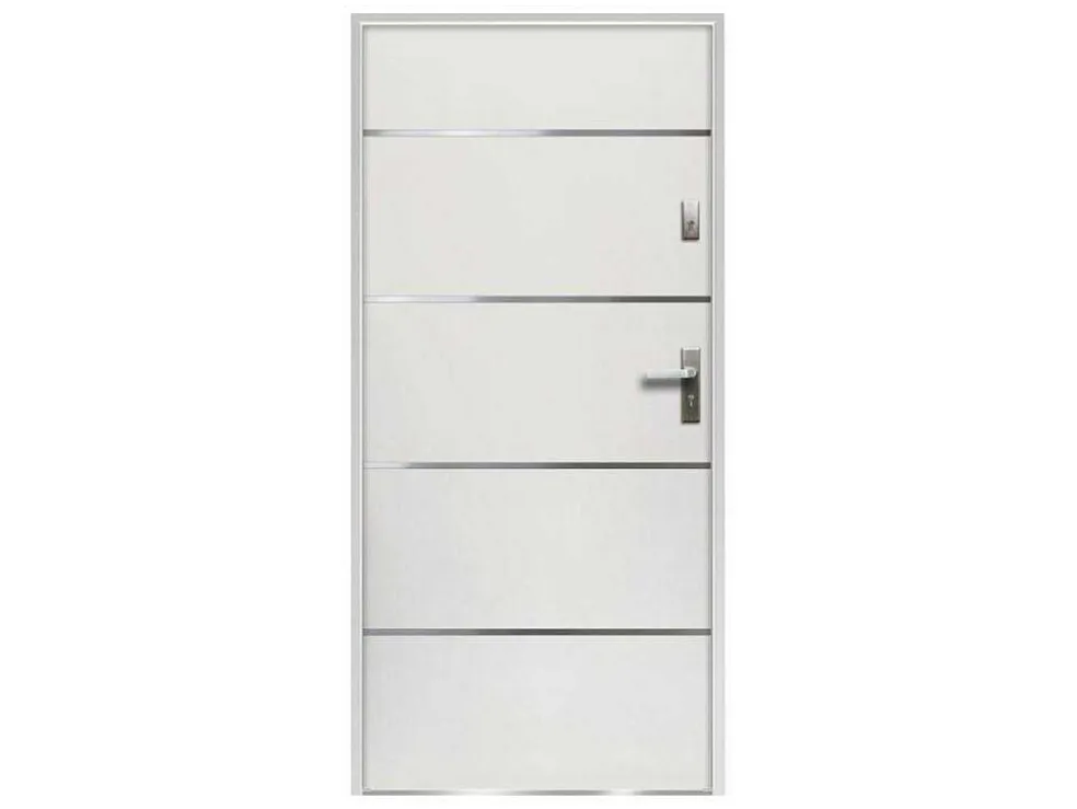 Toegangsdeur Van Massief Staal En Roestvrij Staal H207 X B100 Cm Wit - Links Duwend - Naxara