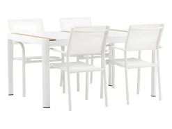 Togo Tuinmeubelset Tafel 90X150Cm Wit, 4 Stoelen Santorini Wit.
