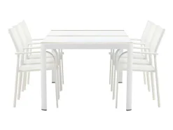 Togo Tuinmeubelset Tafel 100X200Cm Wit, 6 Stoelen Santorini Wit.