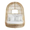 Tuinbed Met Baldakijn Van Gevlochten Hars - Licht Naturel Met Wit Kussen - Cervaro Van Mylia