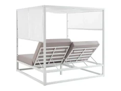 Tuinbed Met Baldakijn Van Aluminium - Wit En Grijs - Livadis Van Mylia