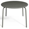 Tuineethoek Van Metaal - Een Tafel D110 Cm En 4 Opstapelbare Fauteuils - Donkergrijs - Mirmande