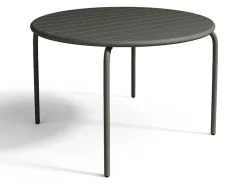 Tuineethoek Van Metaal - Een Tafel D110 Cm En 4 Opstapelbare Fauteuils - Donkergrijs - Mirmande