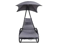 Tuinschommelstoel Met Parasol En Antracietkleurig Kussen - Waterbestendig - Moheli