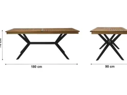 Tuintafel Van Acaciahout En Zwart Metaal Tobaga - L. 180 Cm