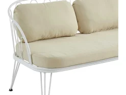 Tuinzithoek Van Metaal: 1 Tweezitsbank, 2 Fauteuils En 1 Salontafel - Wit - Arlesan