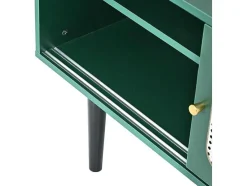 Tv-Meubel 160 Cm - 2 Rotan Schuifdeuren En 2 Lades - Groen