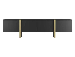 Tv-Meubel Met 4 Deuren Van Mdf - Zwart En Goud - Luvonia