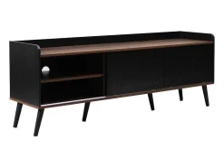 Tv-Meubel Met 2 Lades En 2 Schuifdeuren - Moderne Stijl - Kleuren: Zwart En Naturel
