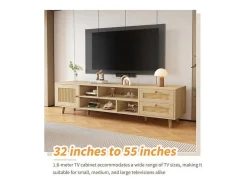 Tv-Meubel Van 160 Cm - 1 Deur, 2 Laden En 4 Vakken - Naturel
