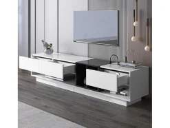 Tv-Meubel Van 190 Cm - 3 Laden En 4 Nissen - Spaanplaat - Kleuren Wit En Zwart