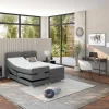 Tweepersoons Boxspring Met Elektrische Bedbodem + Matras En Dekmatras Castel Palacio - 2X90X200Cm - Lichtgrijze Stof