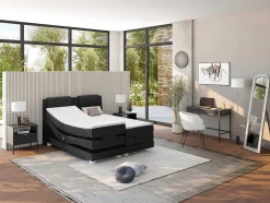 Tweepersoons Boxspring Met Elektrische Bedbodem + Matras En Dekmatras Castel Van Palacio - 2X90X200Cm - Antraciet