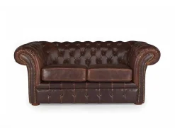 Tweezitsbank Chesterfield Clotaire Van 100% Leer Met Lived-In Aspect
