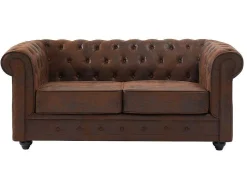 Tweezitsbank Chesterfield Van Microvezel Met Vintage Look