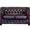 Tweezitsbank Chesterfield Brenton 100% Buffelleer - Cherry