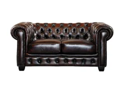 Tweezitsbank Chesterfield Brenton 100% Buffelleer - Bruin Tinten