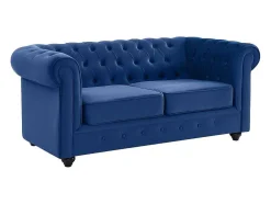 Tweezitsbank Chesterfield - Fluweel - Koningsblauw
