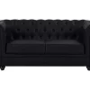 Tweezitsbank Van Zwart Kunstleer Chesterfield