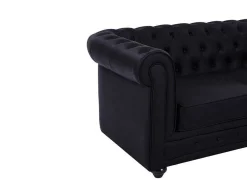 Tweezitsbank Van Zwart Kunstleer Chesterfield