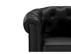 Tweezitsbank Van Zwart Kunstleer Chesterfield