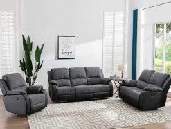 Tweezits-Relaxbank Van Microvezel En Grijs En Zwart Kunstleer Brody