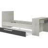 Uitschuifbaar Bed 90 X 200 En 90 X 190 Cm - Met Bureau - Kleur: Naturel En Antraciet + Matras + Bedbodem - Vouani