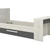 Uitschuifbaar Bed 2 X 90 X 200 Cm - Met Bureau - Kleur: Naturel En Antraciet + Bedbodem - Vouani
