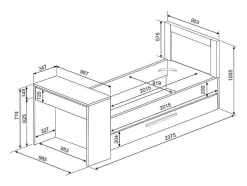 Uitschuifbaar Bed 2 X 90 X 200 Cm - Met Bureau - Kleur: Naturel En Antraciet + Bedbodem - Vouani