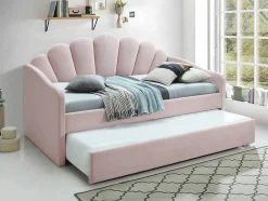 Uitschuifbaar Bed 2 X 90 X 190 Cm - Velours - Roze - Elusia