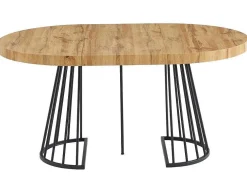Uitschuifbare Eettafel 2 Tot 12 Plaatsen Van Mdf En Staal - Naturel En Zwart - Firela