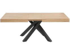 Uitschuifbare Eettafel 6 Tot 10 Plaatsen Van Mdf En Hevea - Naturel En Zwart - Catonav