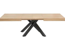 Uitschuifbare Eettafel 6 Tot 10 Plaatsen Van Mdf En Hevea - Naturel En Zwart - Catonav