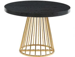 Uitschuifbare Eettafel 2 Tot 12 Plaatsen Van Mdf En Staal - Zwart En Goud - Firela