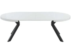 Uitschuifbare Eettafel 4 Tot 8 Plaatsen Van Mdf En Staal - Wit Gelakt En Zwart - Komoni