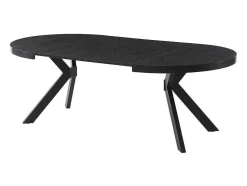 Uitschuifbare Eettafel 4 Tot 8 Personen Mdf En Staal Zwart Komoni