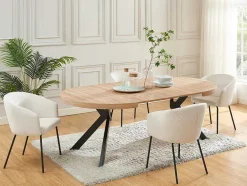 Uitschuifbare Eettafel 4 Tot 8 Plaatsen Van Mdf En Staal - Naturel En Zwart - Komoni