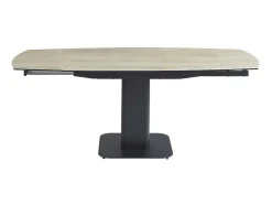 Uitschuifbare Eettafel Voor 4 Tot 8 Personen In Keramiek, Gehard Glas, Metaal En Mdf - Lichte Houtlook En Zwart - Taloza