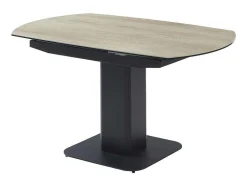 Uitschuifbare Eettafel Voor 4 Tot 8 Personen In Keramiek, Gehard Glas, Metaal En Mdf - Lichte Houtlook En Zwart - Taloza