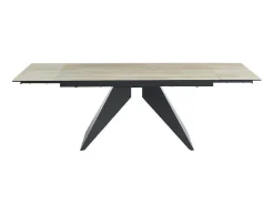 Uitschuifbare Eettafel Voor 6-10 Personen In Keramiek, Gehard Glas En Metaal - Lichte Houtlook En Zwart - Suniva