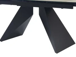 Uitschuifbare Eettafel Voor 6-10 Personen In Keramiek, Gehard Glas En Metaal - Lichte Houtlook En Zwart - Suniva