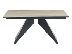 Uitschuifbare Eettafel Voor 6-10 Personen In Keramiek, Gehard Glas En Metaal - Lichte Houtlook En Zwart - Suniva