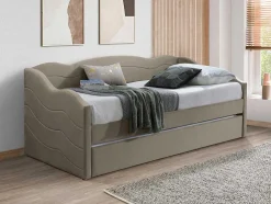 Uitschuifbare Slaapbank 2 X 90 X 190 Cm - Velours - Beige - Lenvia
