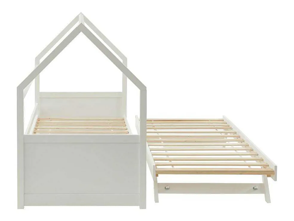 Uitschuifbed 2 X 90 X 190 Cm - Grenen - Wit - Hurra