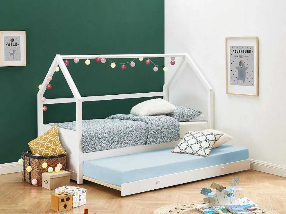 Uitschuifbed 2 X 90 X 190 Cm - Grenen - Wit - Hurra