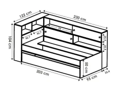 Uitschuifbed Met Slaaplade - Wit En Grijs + Bedbodem + Matras - Losiana