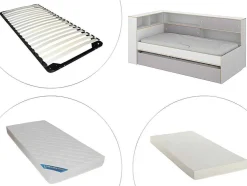 Uitschuifbed Met Slaaplade - Wit En Grijs + Bedbodem + Matras - Losiana