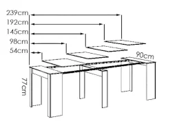 Uittrekbare Sidetabletafel Onega - 10 Personen - 4 Verlengstukken - Kleur: Wit