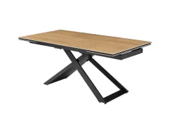 Verlengbare Eettafel 6 Tot 10 Plaatsen Van Keramiek, Gehard Glas En Metaal - Licht Naturel En Zwart - Xerena Van Pascal Morabito